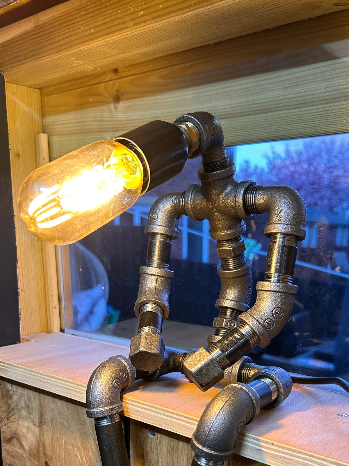Pipe Man “The Thinker” - Industrial Pipe Man Lamp
