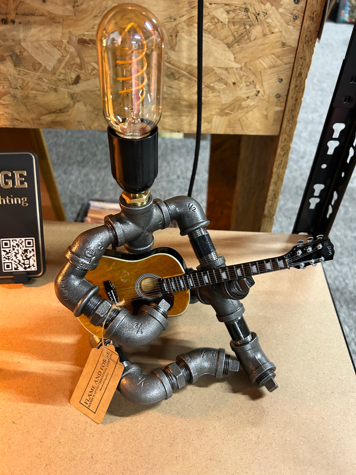 Acoustic Guitar Pipe Man Lamp - Steampunk Lamp