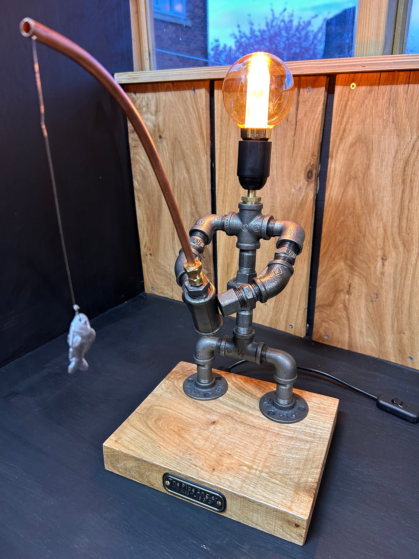 The Pipe Angler - Fishing Steam Punk Lamp
