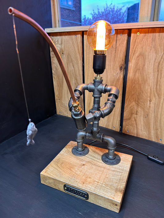 The Pipe Angler - Fishing Steam Punk Lamp