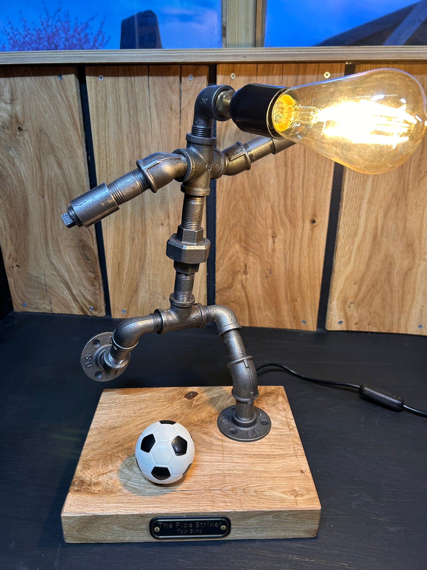 The Pipe Striker - Football Steam Punk Lamp