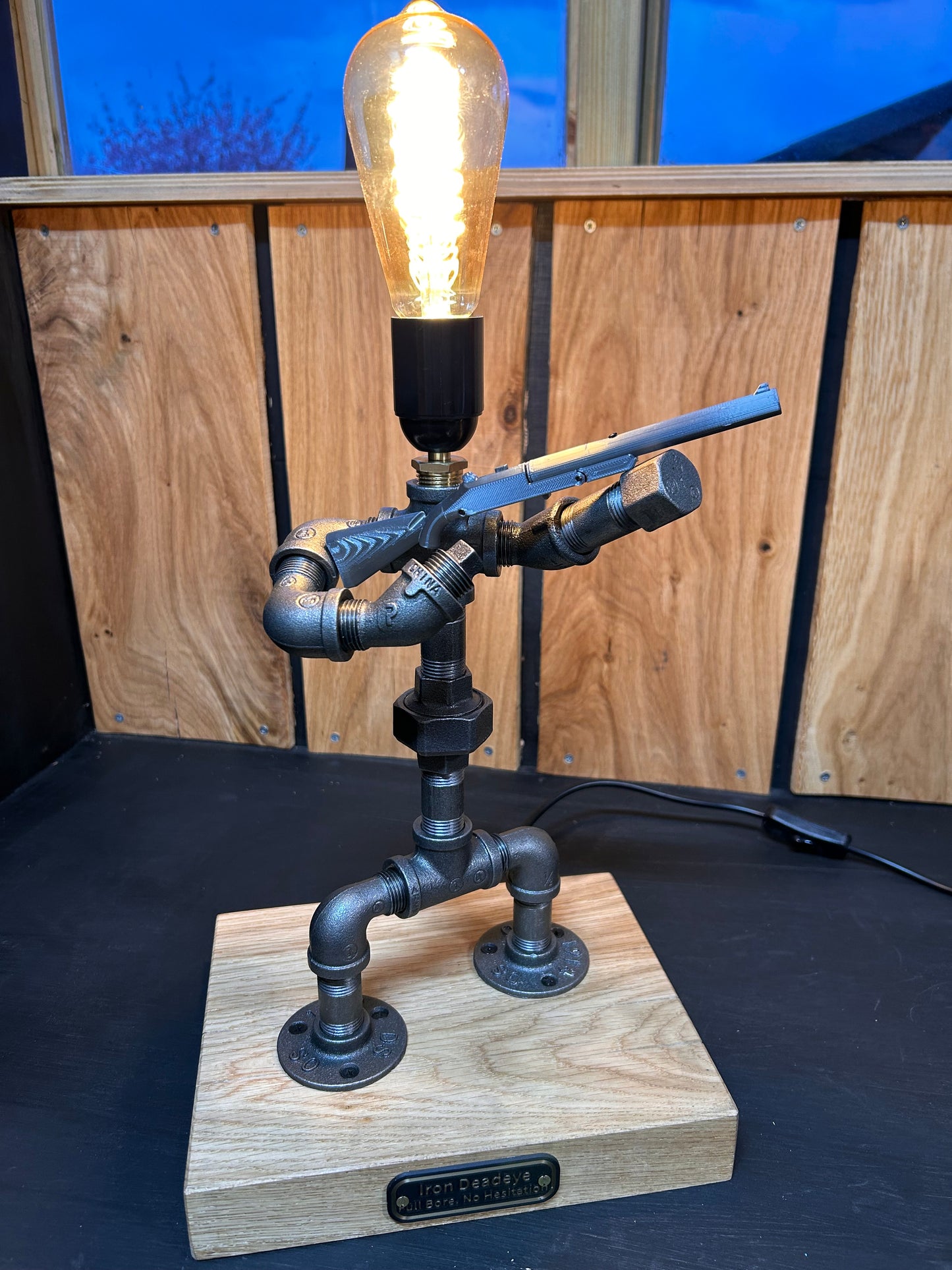 The Iron DeadEye - Clay Pigeon Pipe Man Lamp