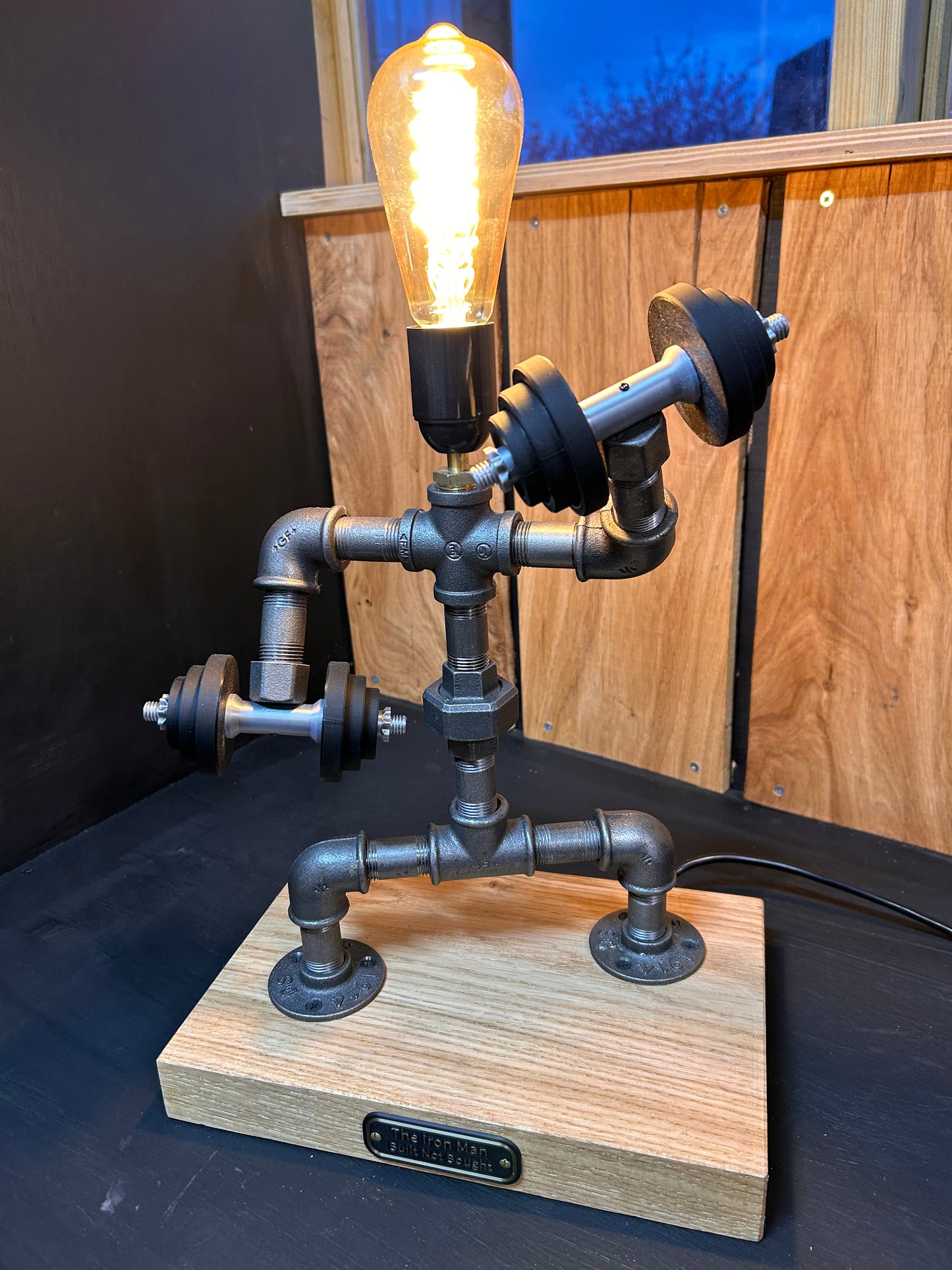 The Iron Man- Gym Steam Punk Lamp