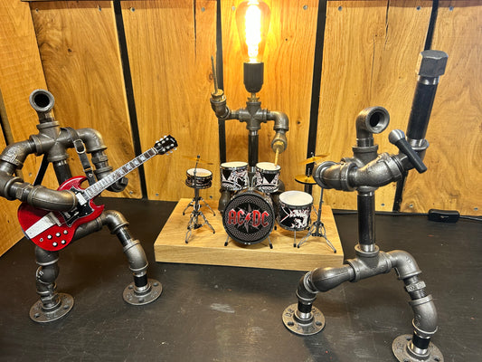 AC/DC-Inspired Steampunk Pipe Lamp – Industrial Rock Lighting