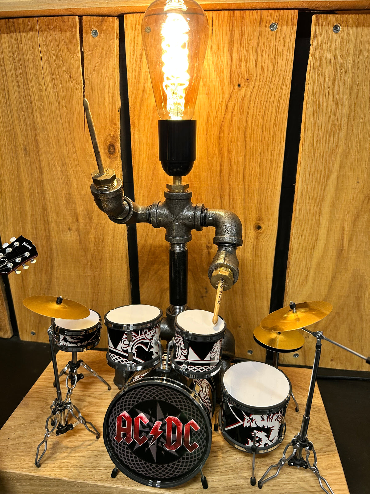 AC/DC-Inspired Steampunk Pipe Lamp – Industrial Rock Lighting