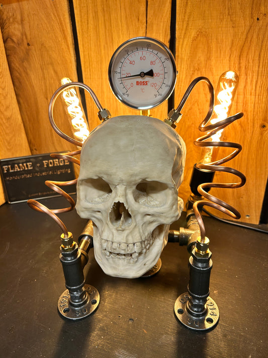 Frankenstein Skull Lamp - Industrial Steampunk Lamp